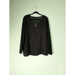 Eloquii Womens Semi Sheer Shirt Size 22 Black Career Office Witchcore Flowy NWT